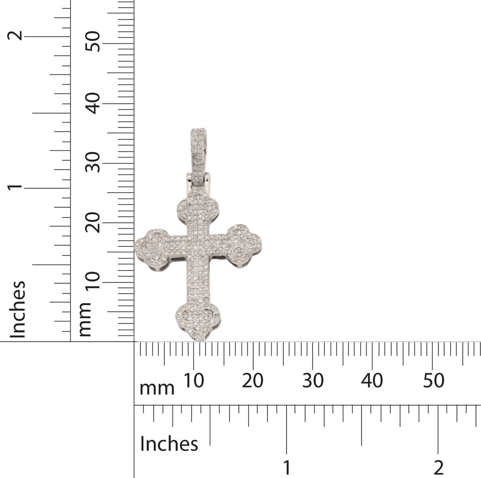 10k White Gold 0.5CTW Natural Diamond ICED Budded Cross Pendant 3.3g Mens Charm - Elite Jewelers - Charms & Pendants