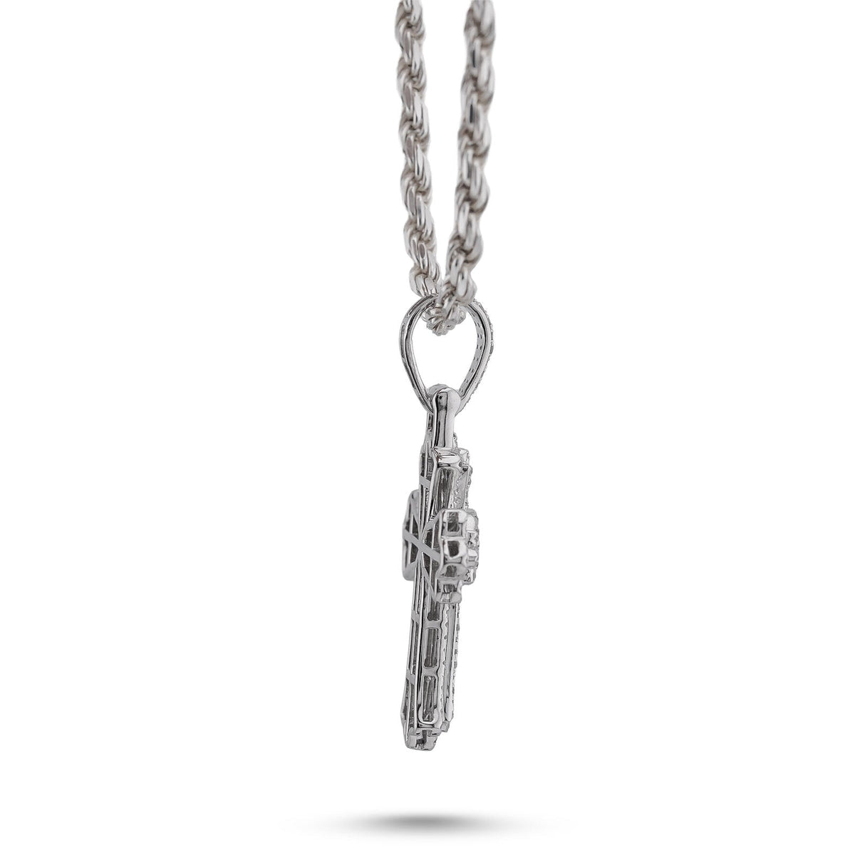 10K White Gold 0.60CT Natural Diamond Budded Cross Pendant - Elite Jewelers-Charms & Pendants
