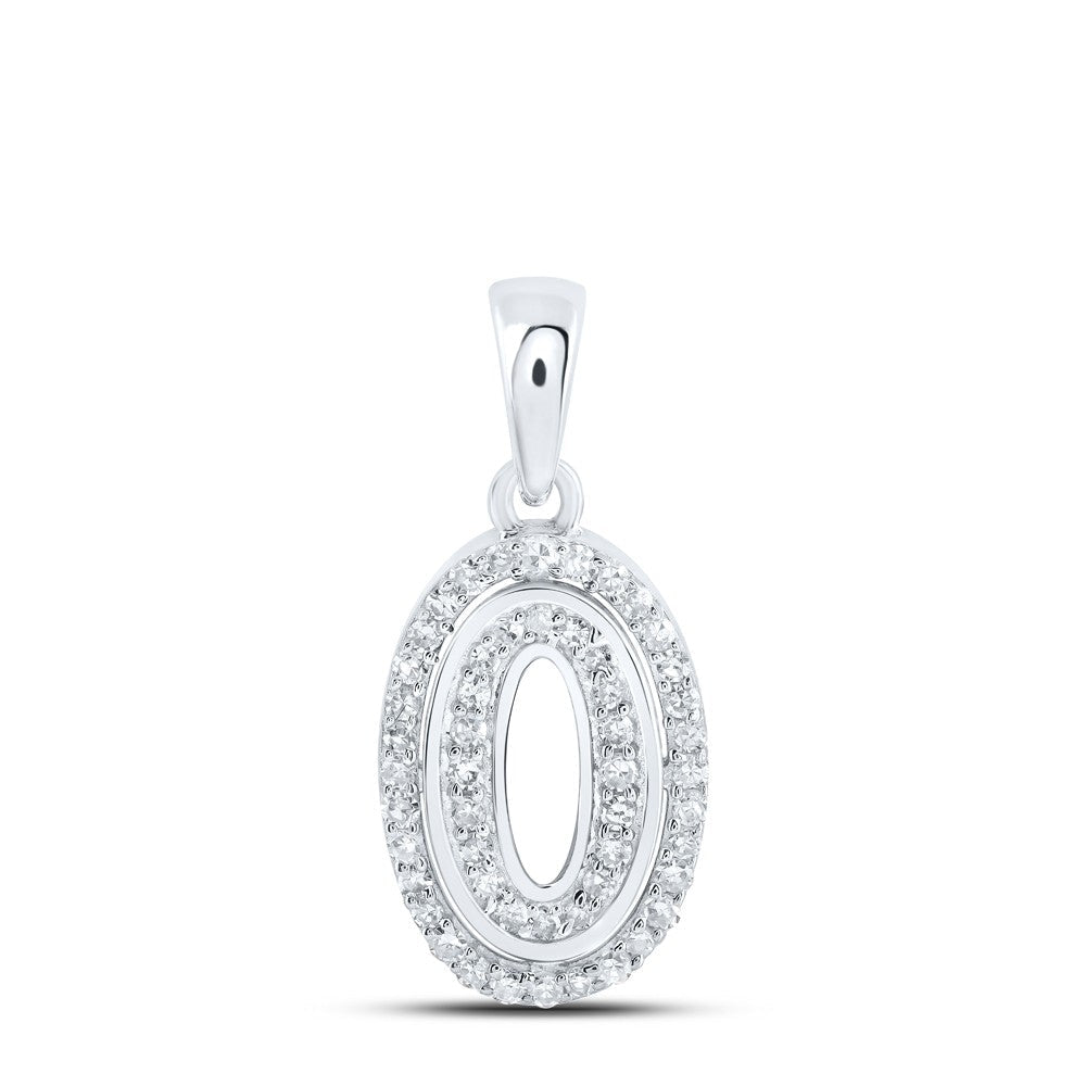 10k White Gold 0.78gms 0.17CTW Natural Diamond Initial "O" Letter Pendant Charm - Elite Jewelers - Charms & Pendants