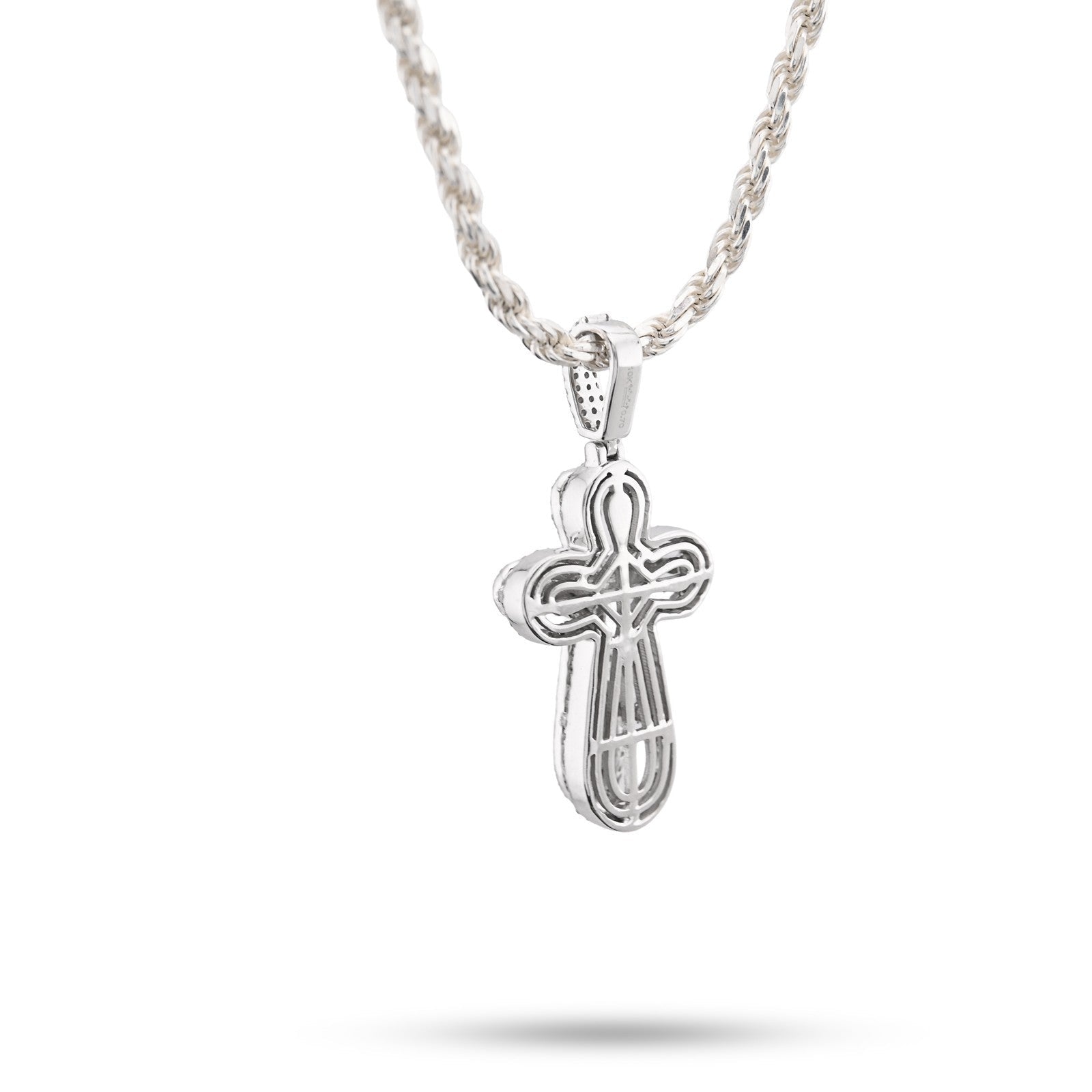 10k White Gold 0.7CTW Pure Round/Baguette Diamond ICED Cross Pendant 4.7gm Charm - Elite Jewelers - Charms & Pendants