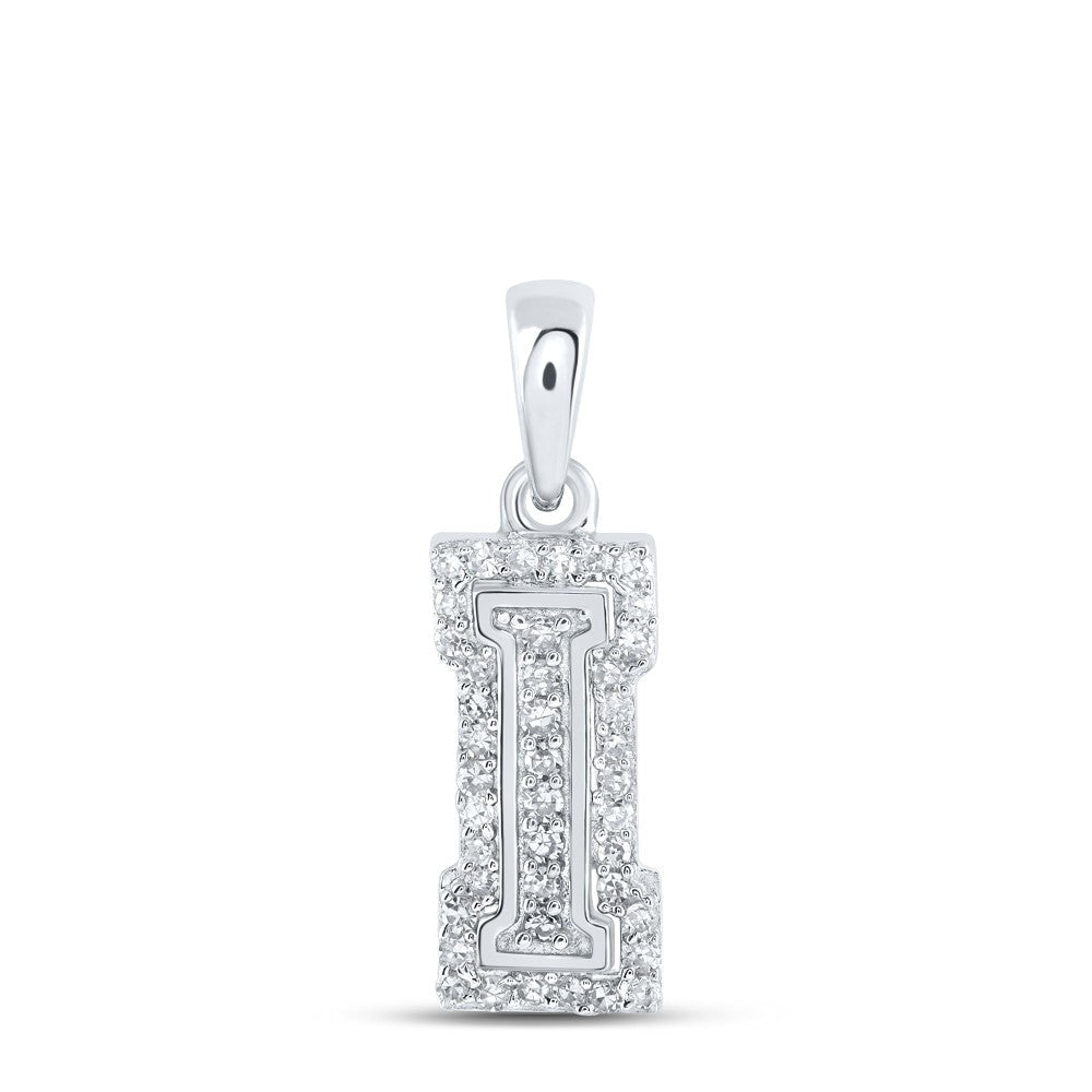 10k White Gold 0.89gms 0.14CTW Natural Diamond Initial "I" Letter Pendant Charm - Elite Jewelers - Charms & Pendants