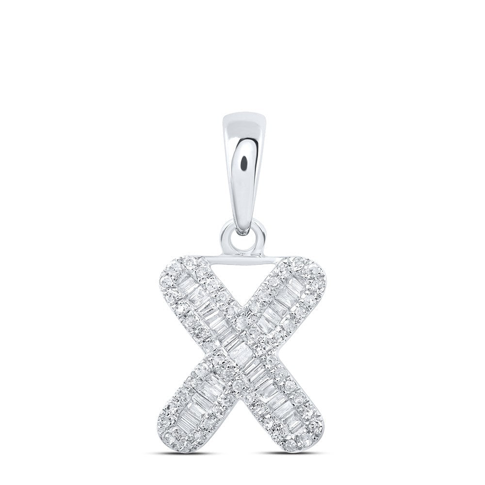 10k White Gold 0.98gms 0.29CTW Natural Diamond Initial "X" Letter Pendant Charm - Elite Jewelers - Charms & Pendants