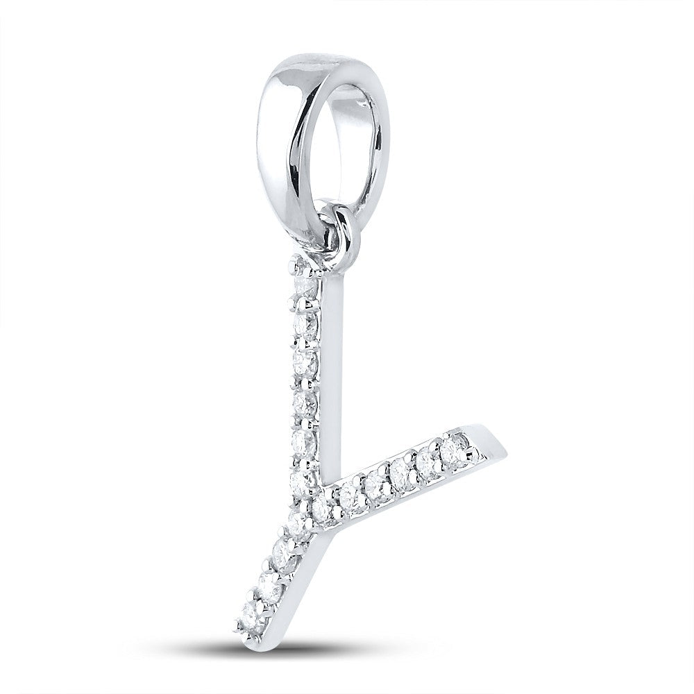 10k White Gold 0.9gms 0.12CTW Natural Diamond Initial "Y" Letter Pendant Charm - Elite Jewelers - Charms & Pendants