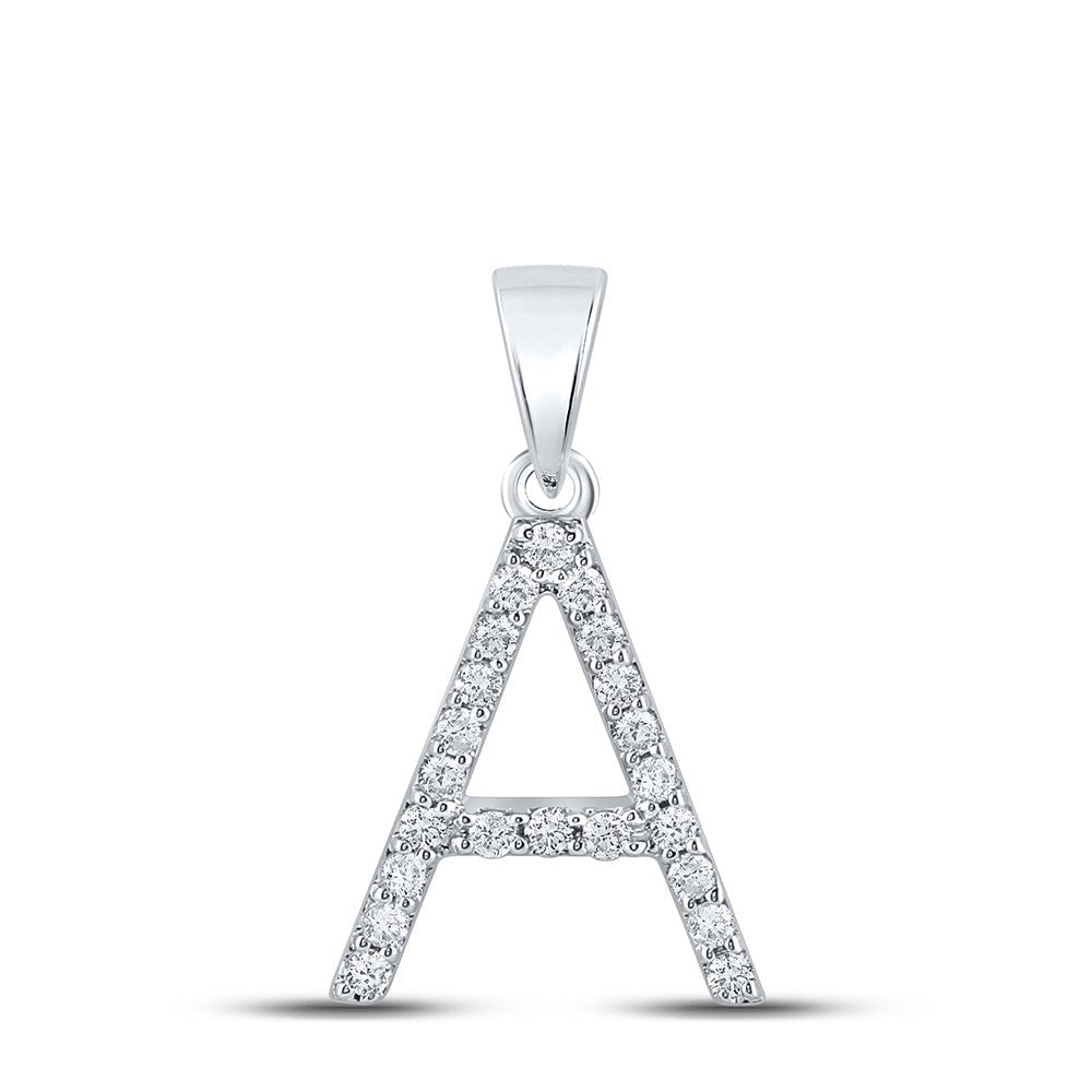 10k White Gold 0.9gms 0.19CTW Natural Diamond Initial "A" Letter Pendant Charm - Elite Jewelers - Charms & Pendants