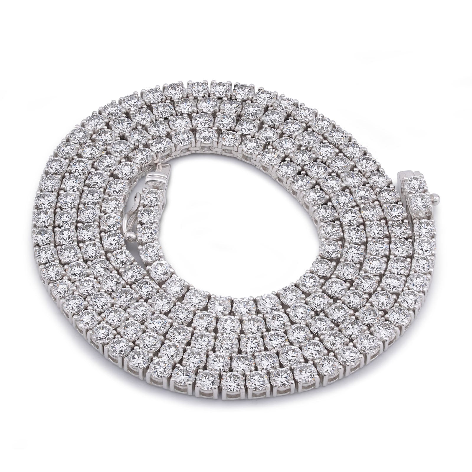10K White Gold 10 Pointer 20.21CT Tennis Chain Lab Diamond Men Women Necklace 22" - Elite Jewelers-Necklaces