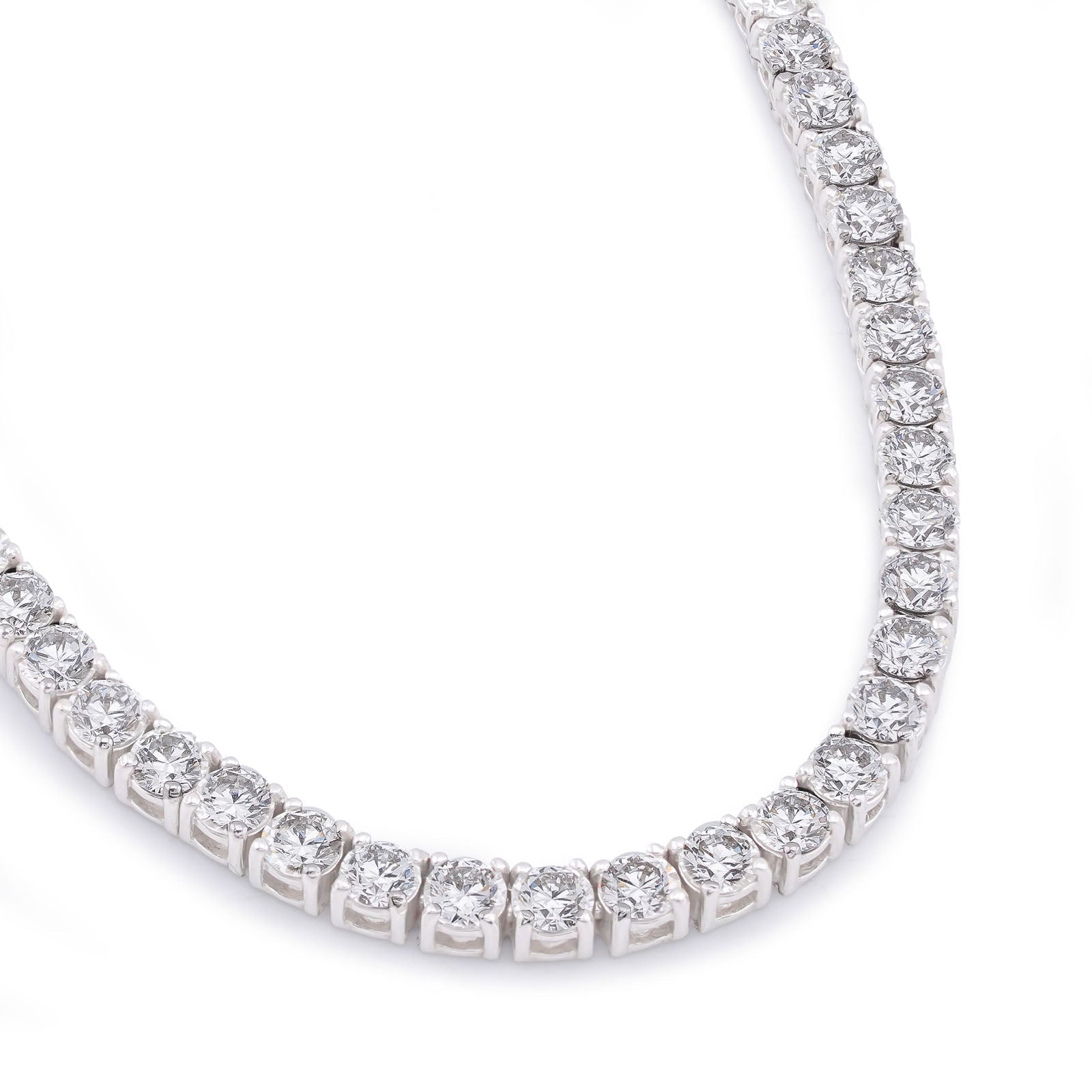 10K White Gold 10 Pointer 20.21CT Tennis Chain Lab Diamond Men Women Necklace 22" - Elite Jewelers-Necklaces