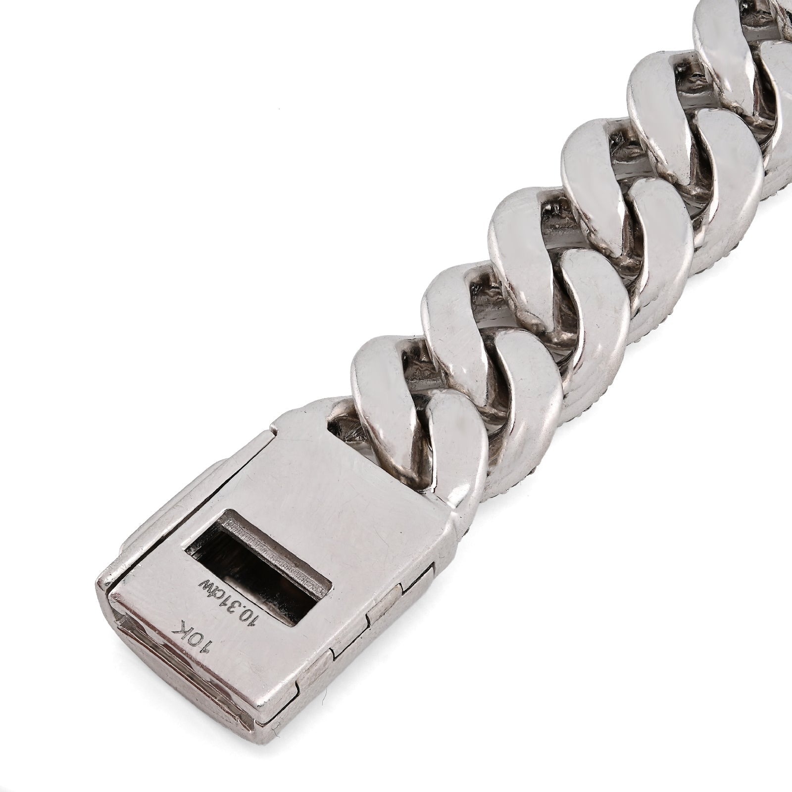 10K White Gold 10.31CT 100g Natural Diamond 14MM Cuban Link Bracelet Men 8" - Elite Jewelers - Bracelets