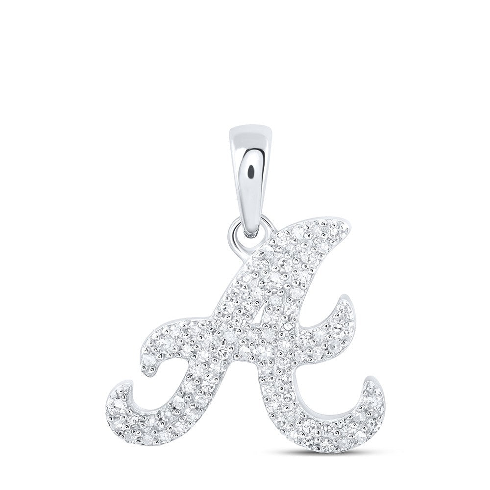 10k White Gold 1.05gms 0.17CTW Natural Diamond Initial "A" Letter Pendant Charm - Elite Jewelers - Charms & Pendants