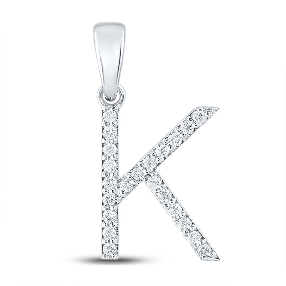 10k White Gold 1.05gms 0.17CTW Natural Diamond Initial "K" Letter Pendant Charm - Elite Jewelers - Charms & Pendants
