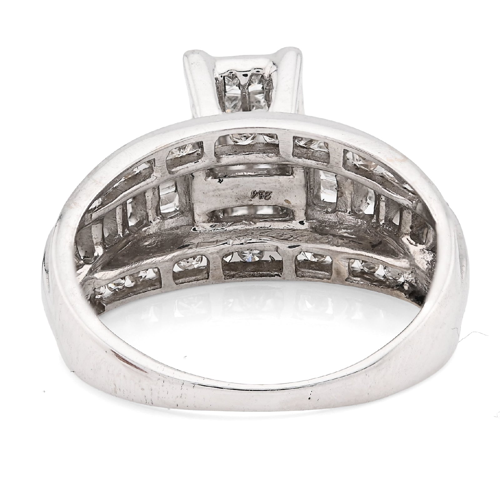 10K White Gold 1.0CT Natural Diamond Princess/Round/Baguette Rectangular Women Ring - Elite Jewelers - Rings