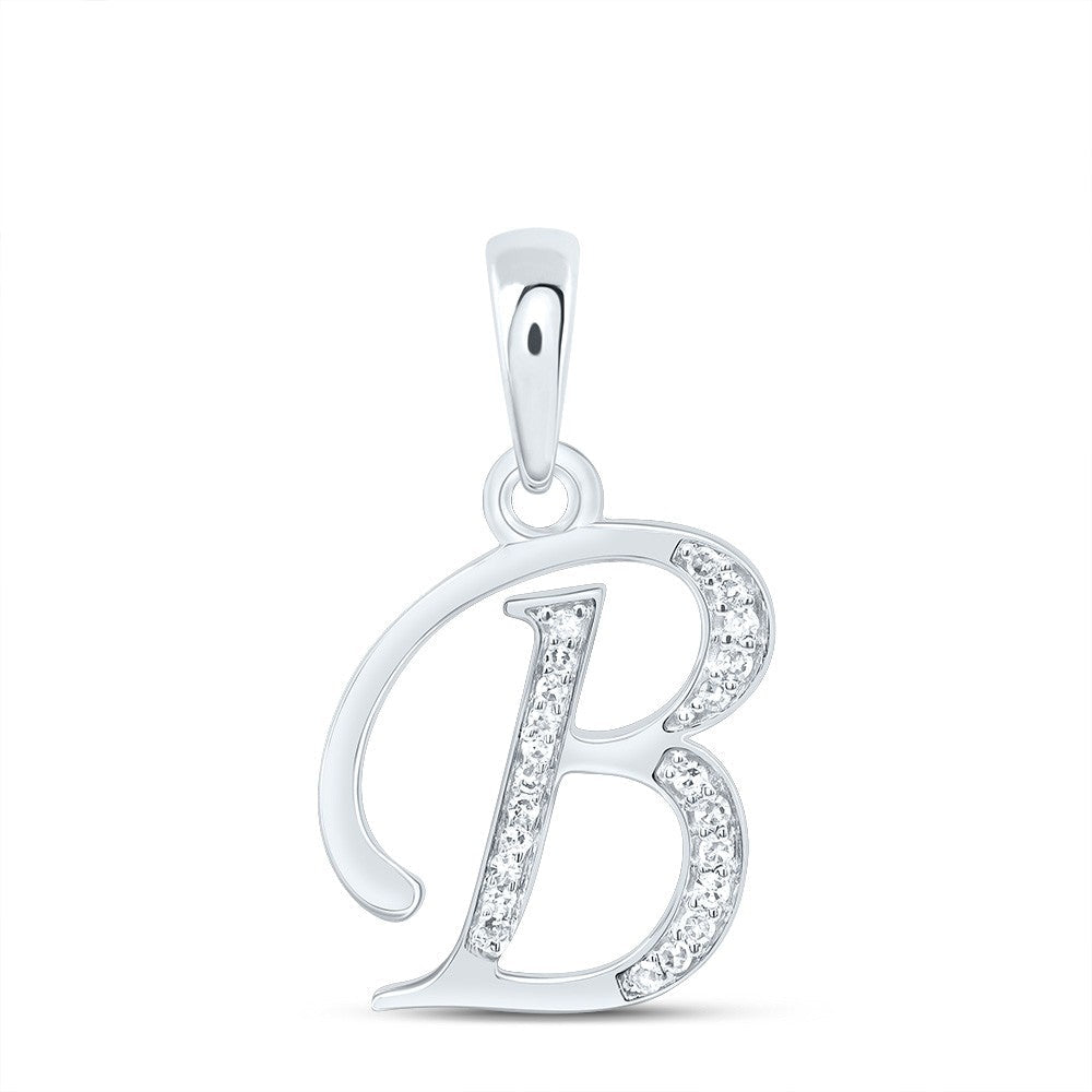 10k White Gold 1.18gms 0.09CTW Natural Diamond Initial "B" Letter Pendant Charm - Elite Jewelers - Charms & Pendants