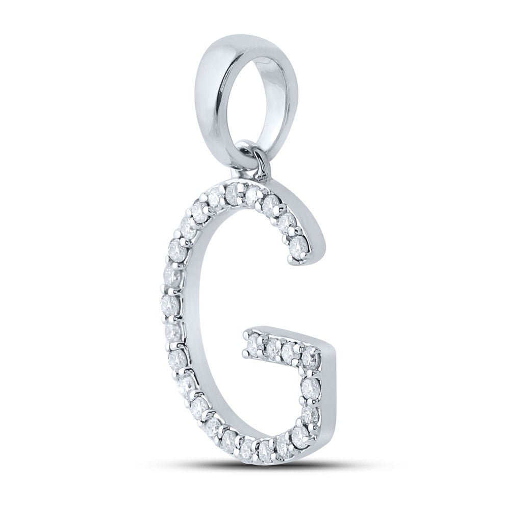 10k White Gold 1.18gms 0.2CTW Natural Diamond Initial "G" Letter Pendant Charm - Elite Jewelers - Charms & Pendants
