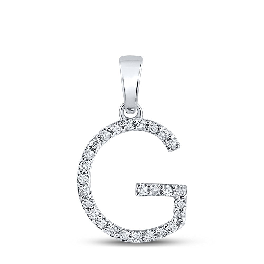 10k White Gold 1.18gms 0.2CTW Natural Diamond Initial "G" Letter Pendant Charm - Elite Jewelers - Charms & Pendants
