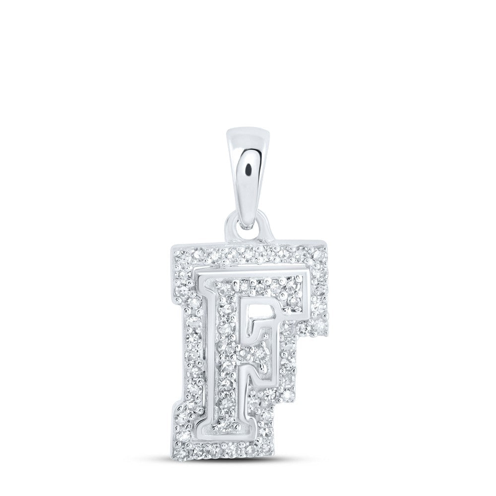 10k White Gold 1.1gms 0.18CTW Natural Diamond Initial "F" Letter Pendant Charm - Elite Jewelers - Charms & Pendants