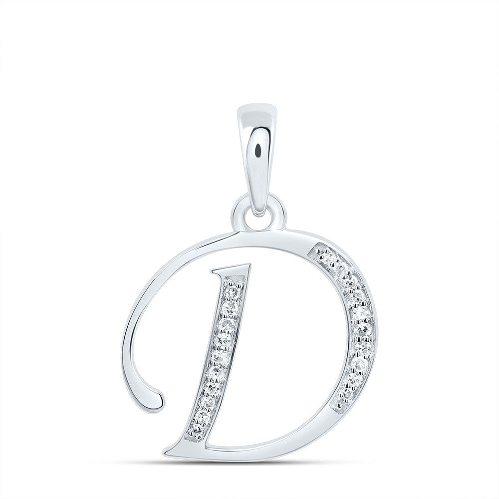 10k White Gold 1.21gms 0.08CTW Natural Diamond Initial "D" Letter Pendant Charm - Elite Jewelers - Charms & Pendants