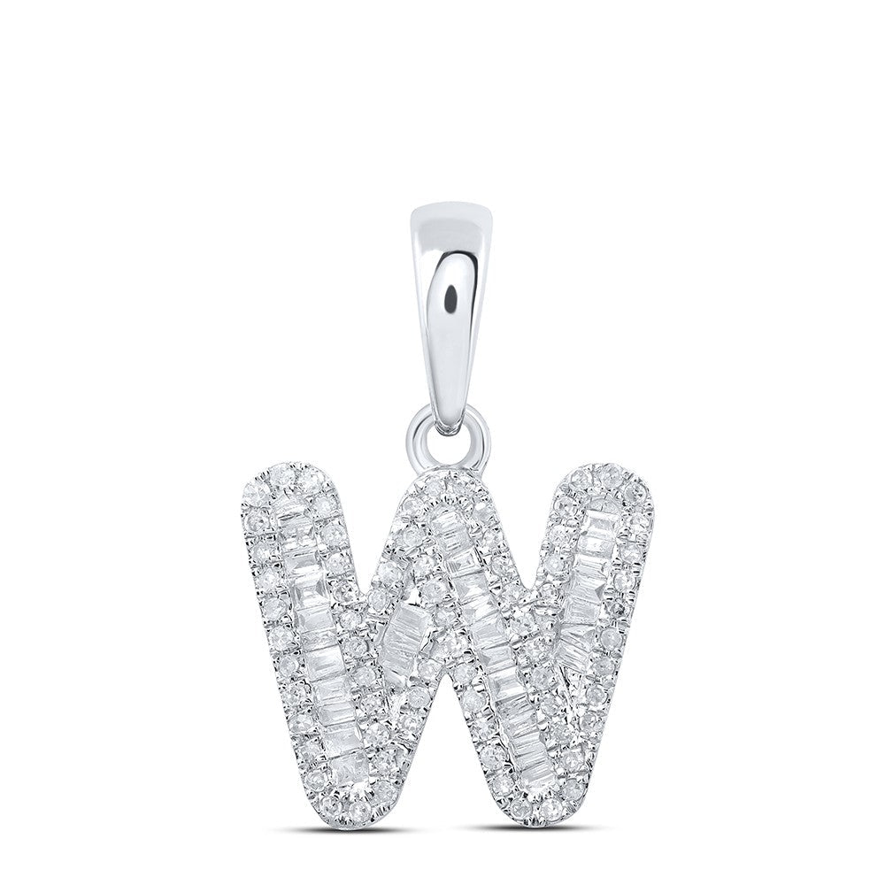 10k White Gold 1.24gms 0.41CTW Natural Diamond Initial "W" Letter Pendant Charm - Elite Jewelers - Charms & Pendants