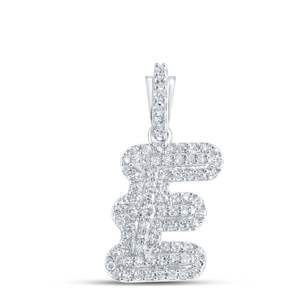10k White Gold 1.26gms 0.2CTW Natural Diamond Initial "E" Letter Pendant Charm - Elite Jewelers - Charms & Pendants