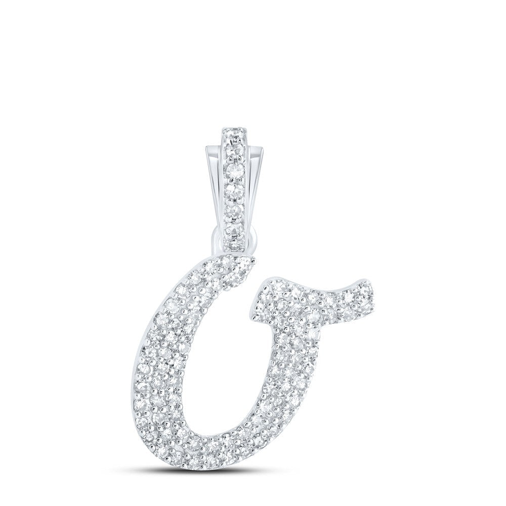 10k White Gold 1.36gms 0.33CTW Natural Diamond Initial "O" Letter Pendant Charm - Elite Jewelers - Charms & Pendants