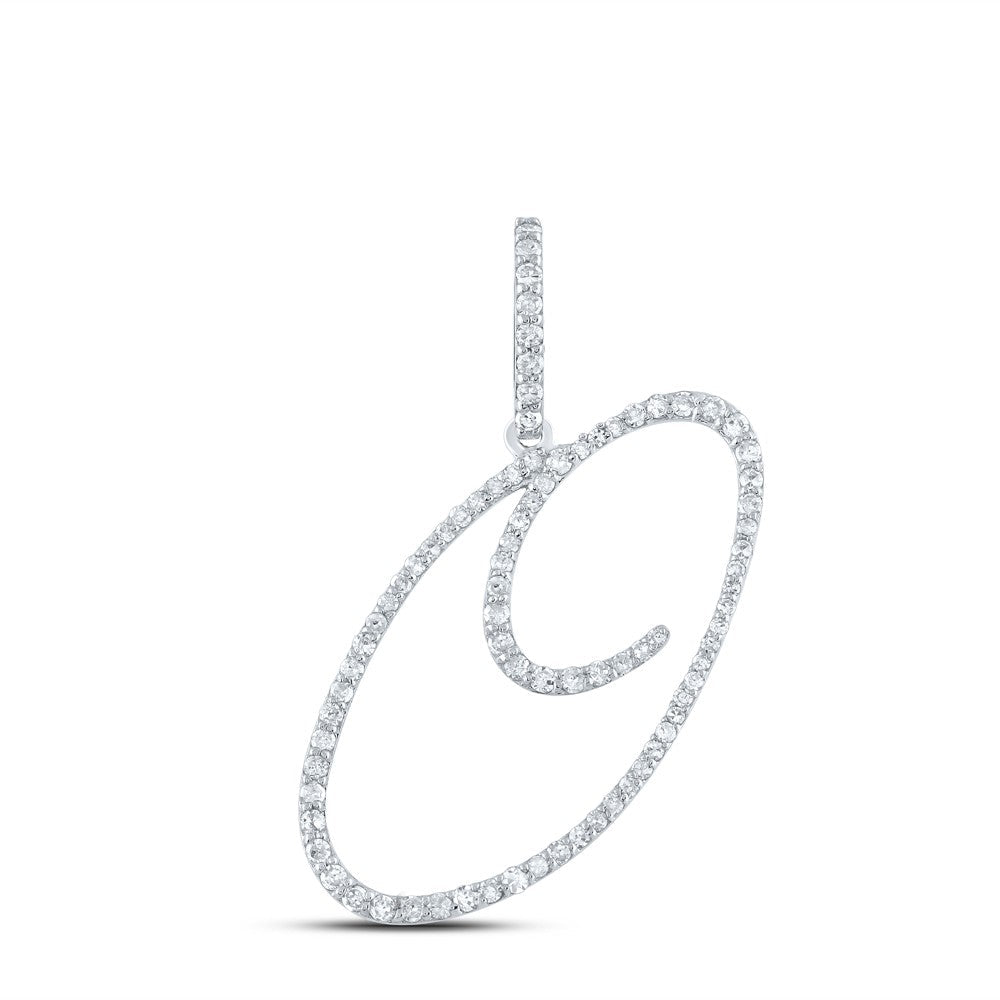 10k White Gold 1.37gms 0.42CTW Natural Diamond Initial "O" Letter Pendant Charm - Elite Jewelers - Charms & Pendants