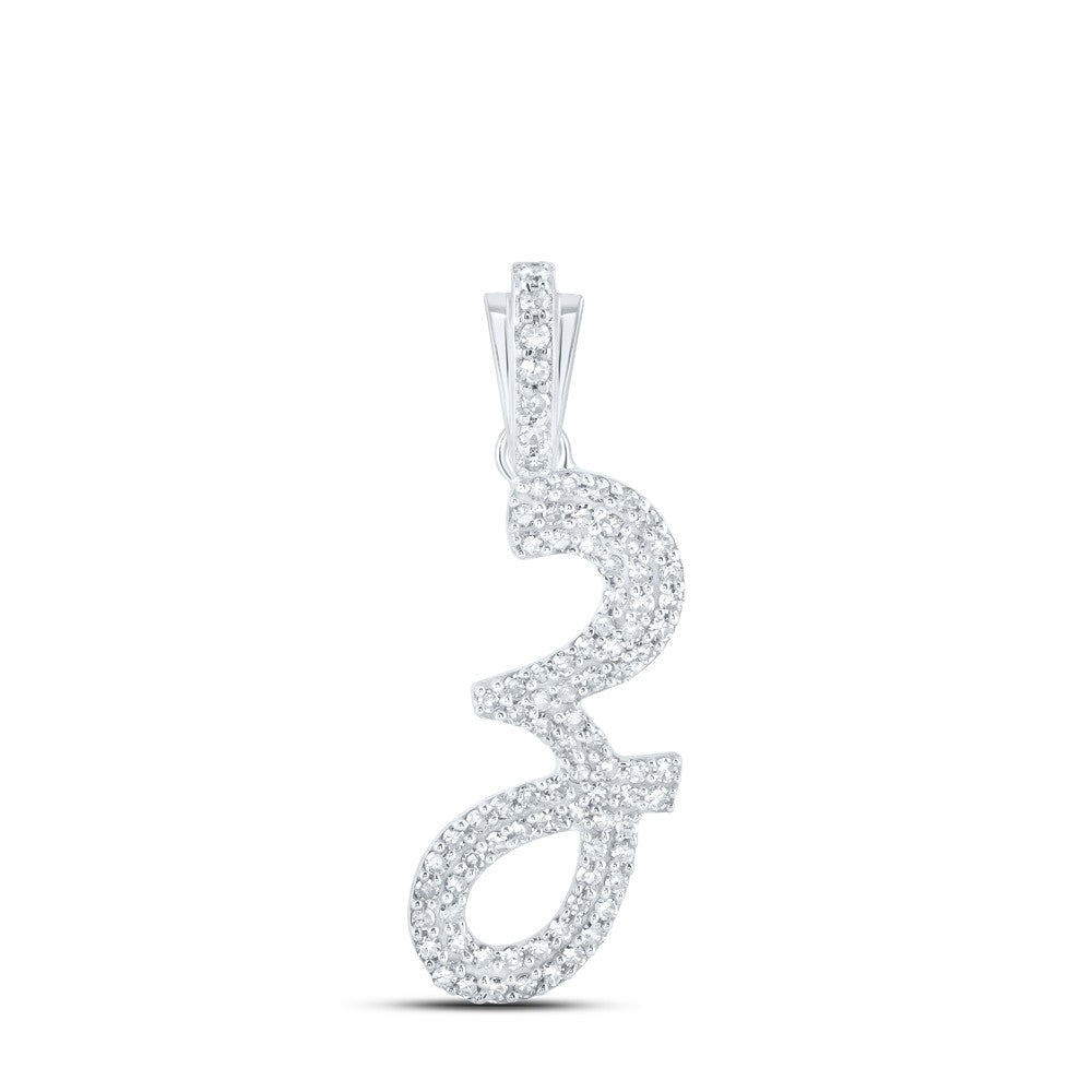 10k White Gold 1.42gms 0.36CTW Natural Diamond Initial "Z" Letter Pendant Charm - Elite Jewelers - Charms & Pendants