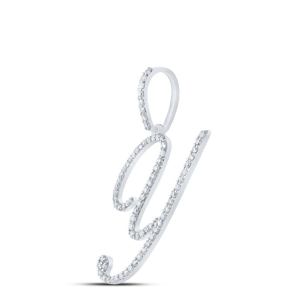10k White Gold 1.47gms 0.47CTW Natural Diamond Initial "Y" Letter Pendant Charm - Elite Jewelers - Charms & Pendants