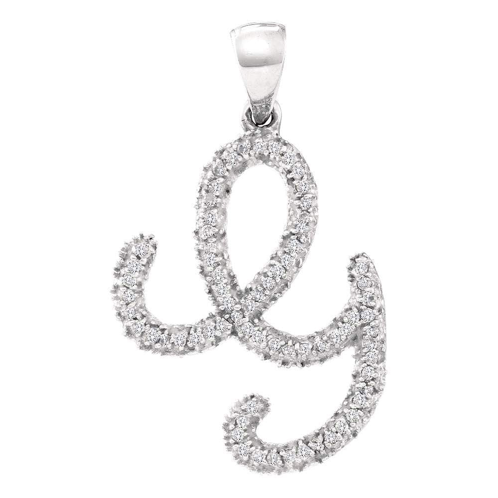 10k White Gold 1.48gms 0.15CTW Natural Diamond Initial "G" Letter Pendant Charm - Elite Jewelers - Charms & Pendants