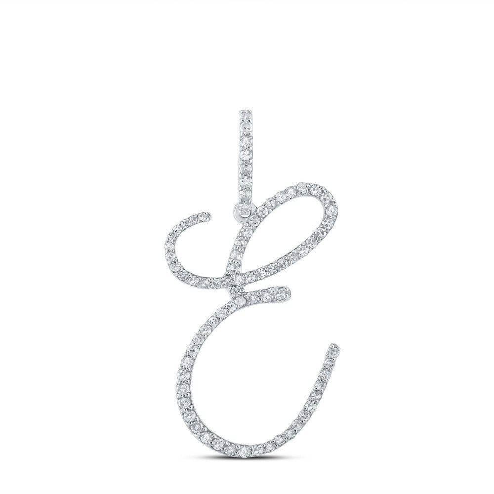 10k White Gold 1.51gms 0.47CTW Natural Diamond Initial "E" Letter Pendant Charm - Elite Jewelers - Charms & Pendants