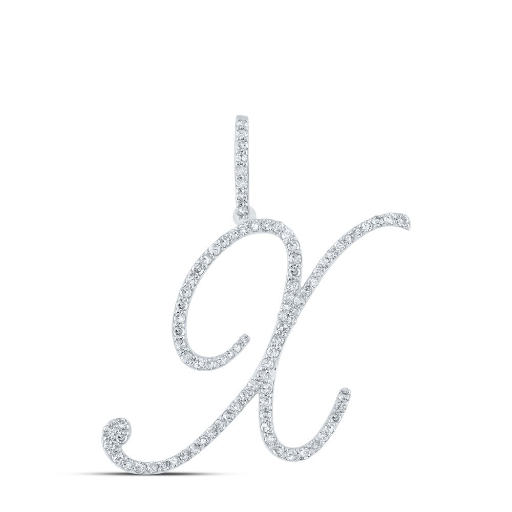 10k White Gold 1.67g 0.58CTW Natural Diamond Initial "X" Pendant Alphabet Charm - Elite Jewelers - Charms & Pendants
