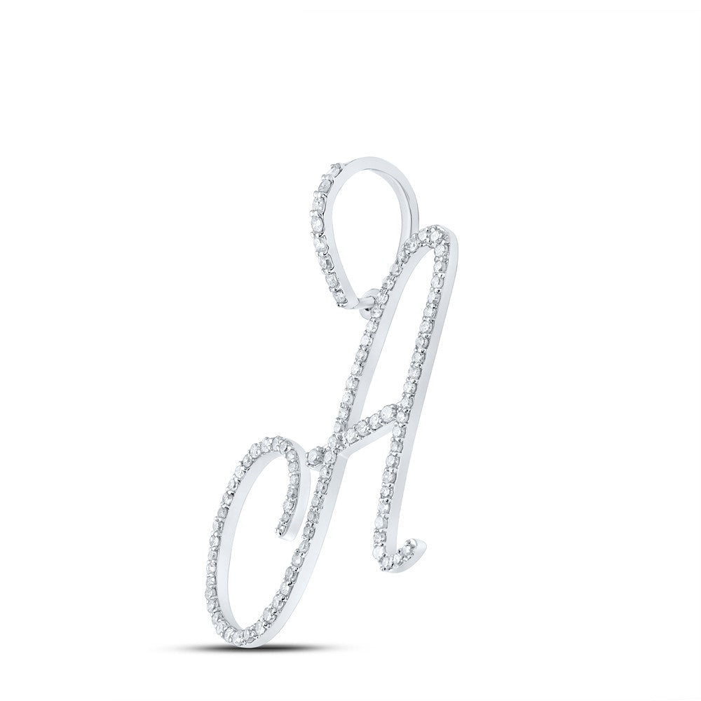 10k White Gold 1.69g 0.55CTW Natural Diamond Initial "A" Pendant Alphabet Charm - Elite Jewelers - Charms & Pendants