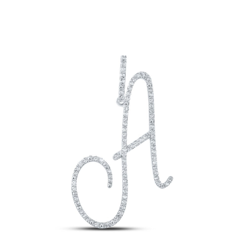 10k White Gold 1.69g 0.55CTW Natural Diamond Initial "A" Pendant Alphabet Charm - Elite Jewelers - Charms & Pendants
