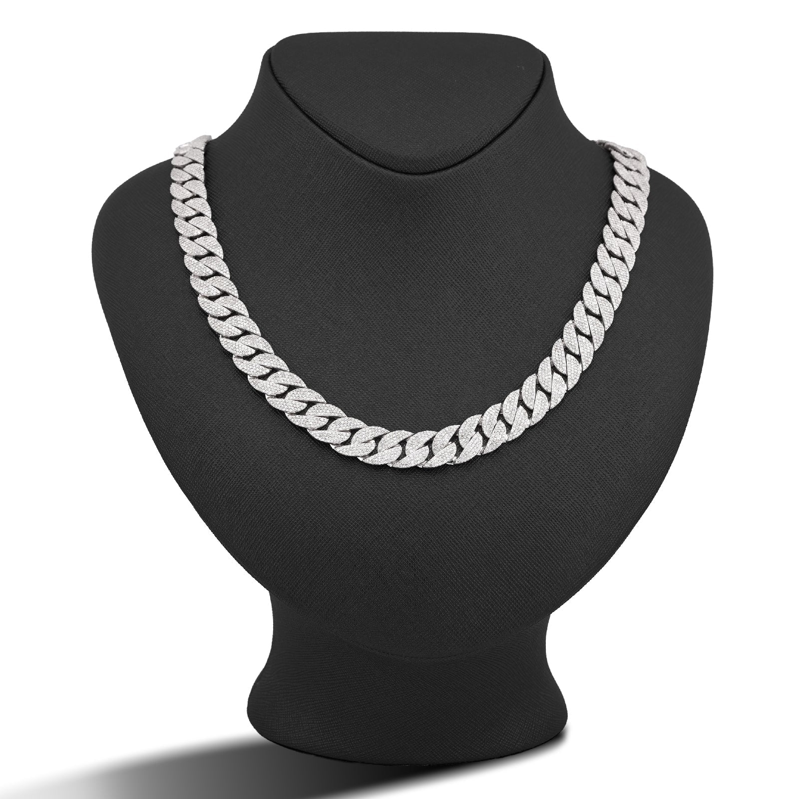 10K White Gold 18.9CT Natural Diamond Round Cuban Link 12MM Men's Chain 22" Necklace - Elite Jewelers-Necklaces