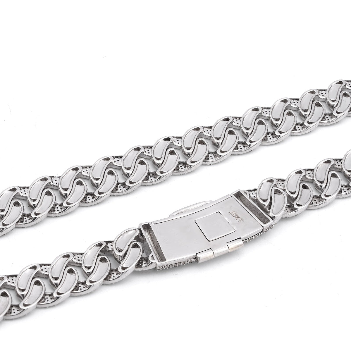 10K White Gold 18.9CT Natural Diamond Round Cuban Link 12MM Men's Chain 22" Necklace - Elite Jewelers-Necklaces