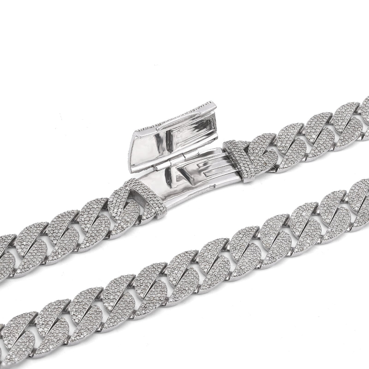 10K White Gold 18.9CT Natural Diamond Round Cuban Link 12MM Men's Chain 22" Necklace - Elite Jewelers-Necklaces