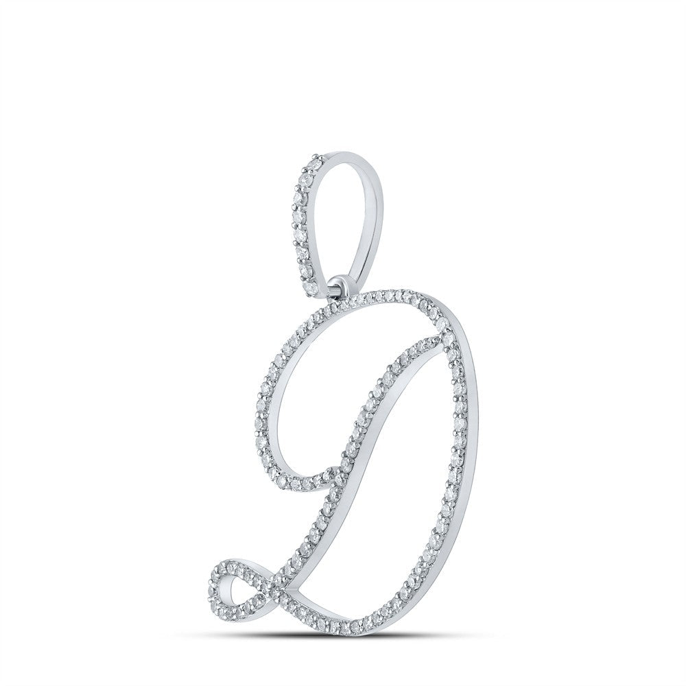 10k White Gold 1.96g 0.6CTW Natural Diamond Initial "D" Pendant Alphabet Charm - Elite Jewelers - Charms & Pendants