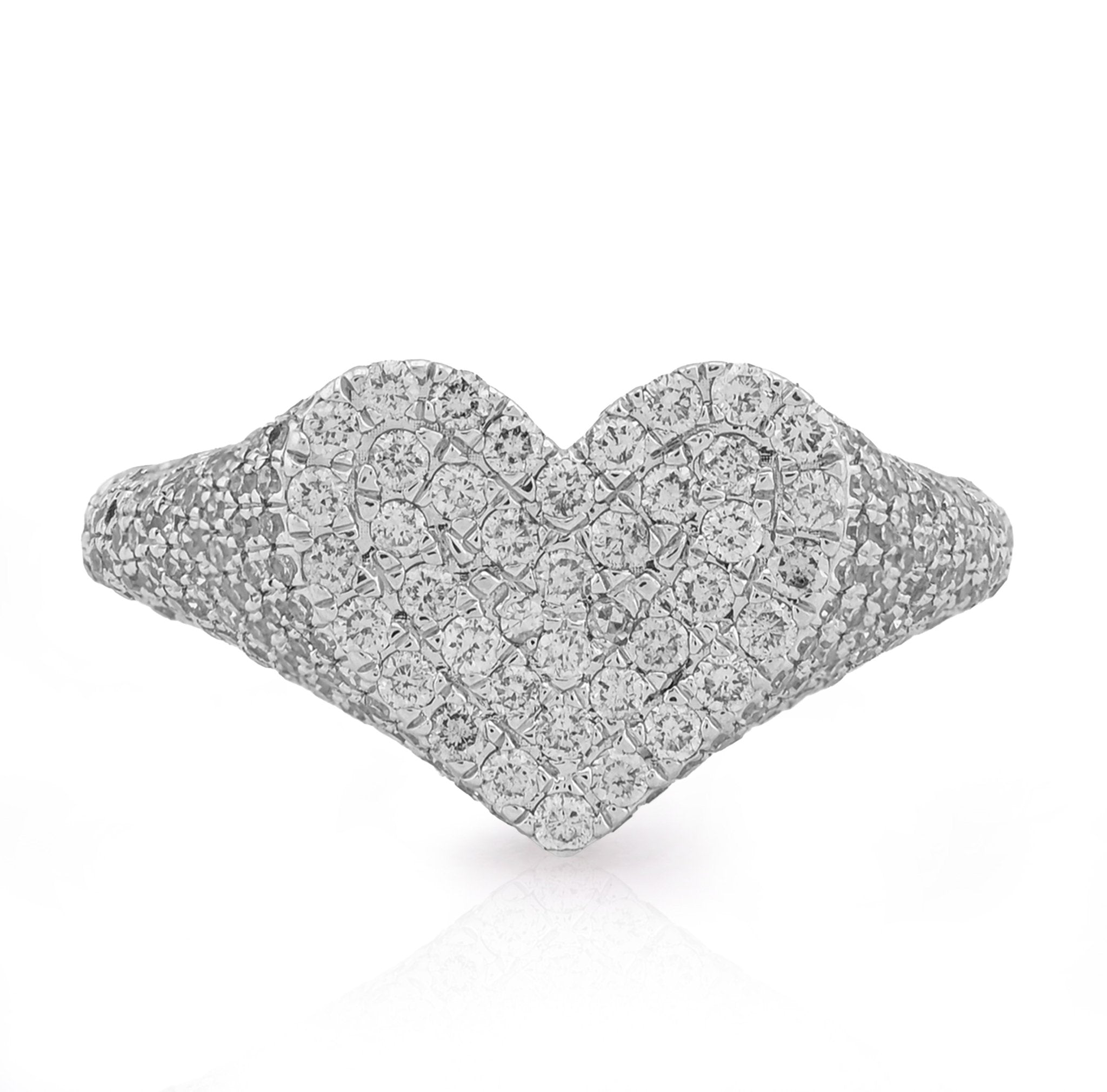 10K White Gold 1CT Natural Diamond Heart Shape Women Side Iced Ring - Elite Jewelers - Rings