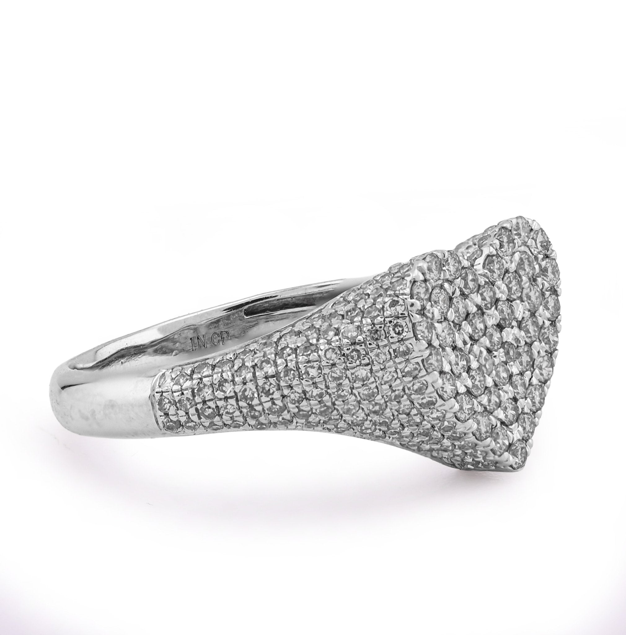 10K White Gold 1CT Natural Diamond Heart Shape Women Side Iced Ring - Elite Jewelers - Rings