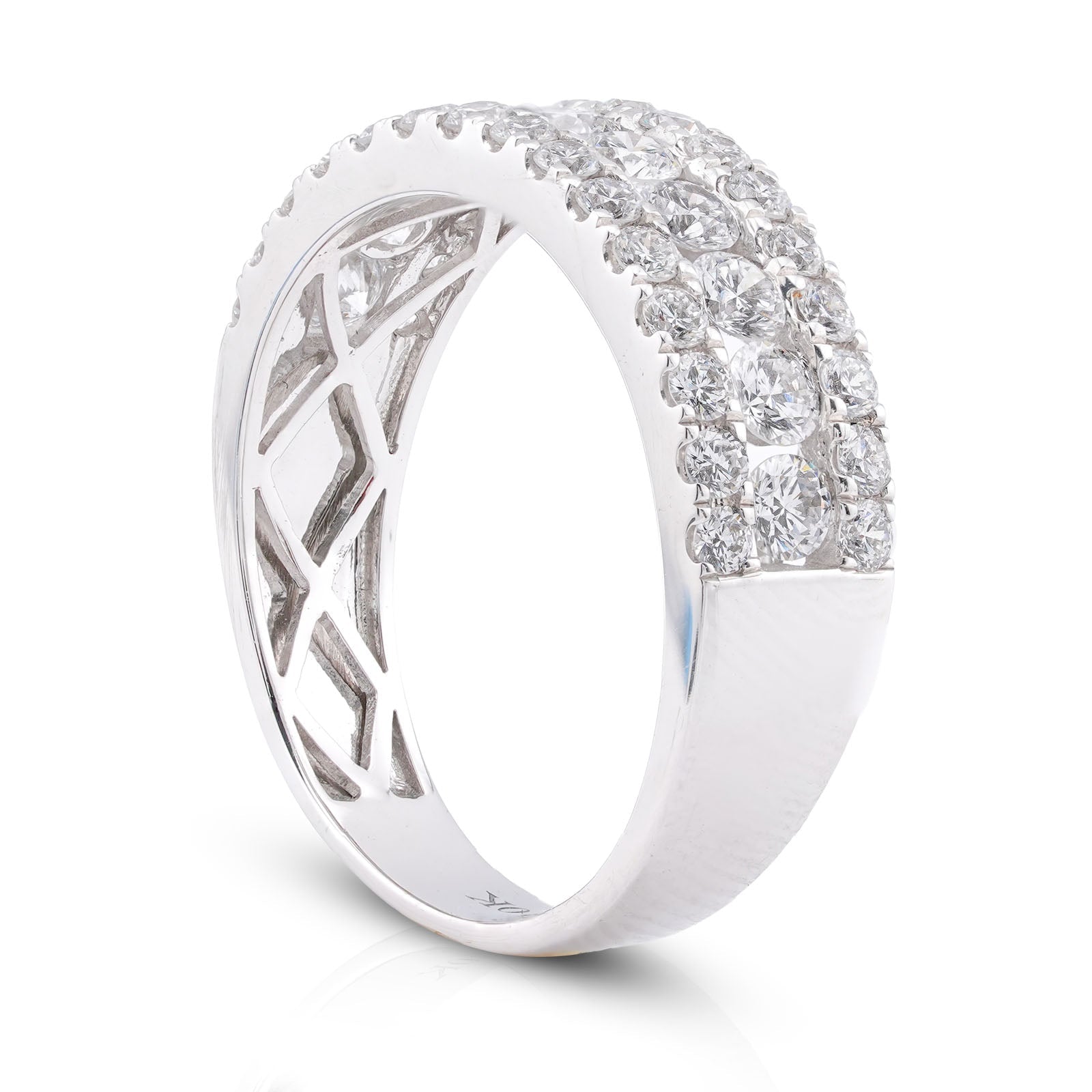 10K White Gold 2.02CT 3-Row Round Lab Diamond Men Band - Elite Jewelers-Rings