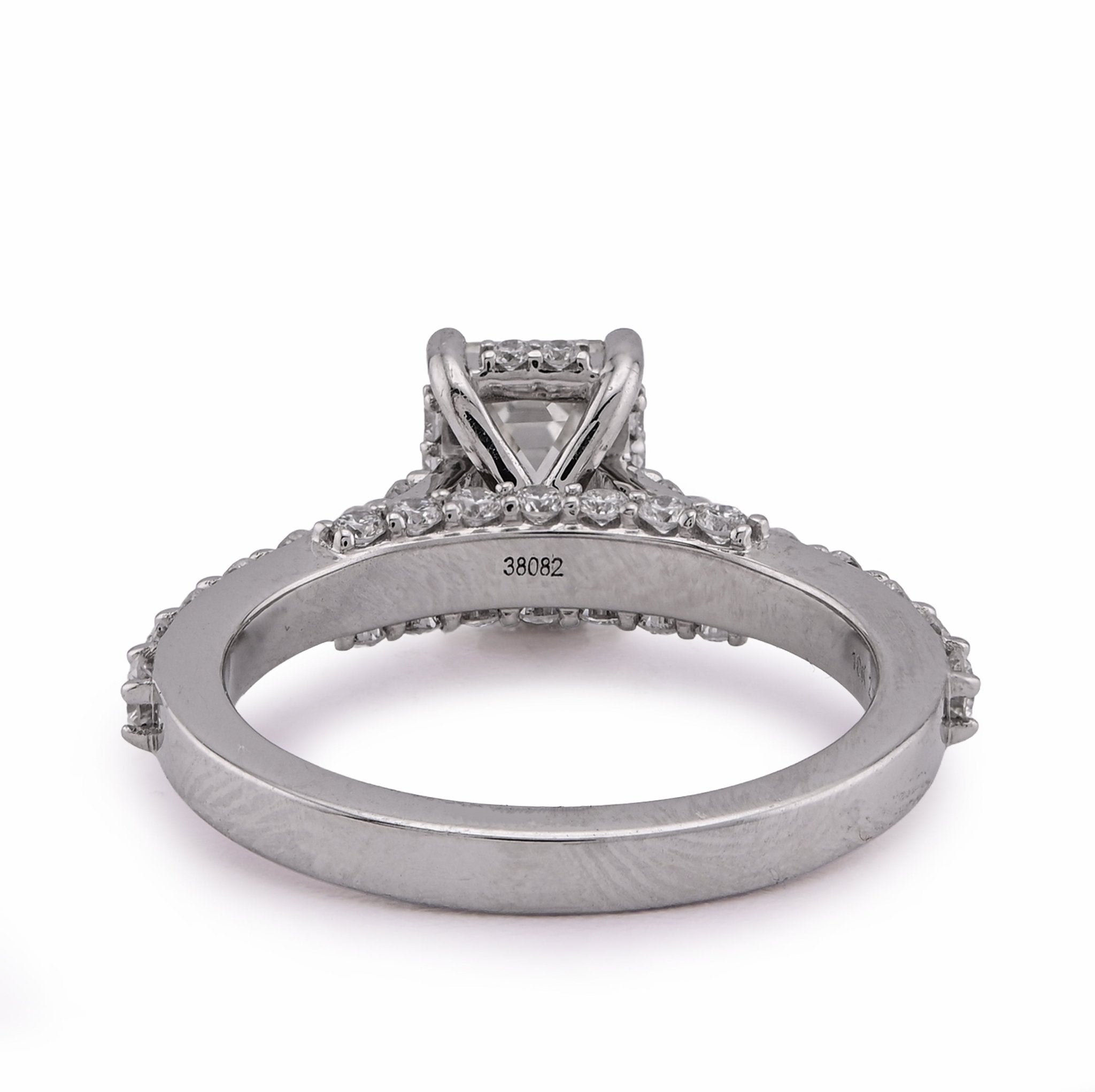 10K White Gold 2.17CT Centre Emerald Round Side Lab Diamond Women Ring - Elite Jewelers - Rings