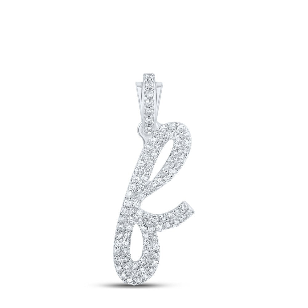 10k White Gold 2.2g 0.4CTW Natural Diamond Initial "F" Pendant Alphabet Charm - Elite Jewelers - Charms & Pendants