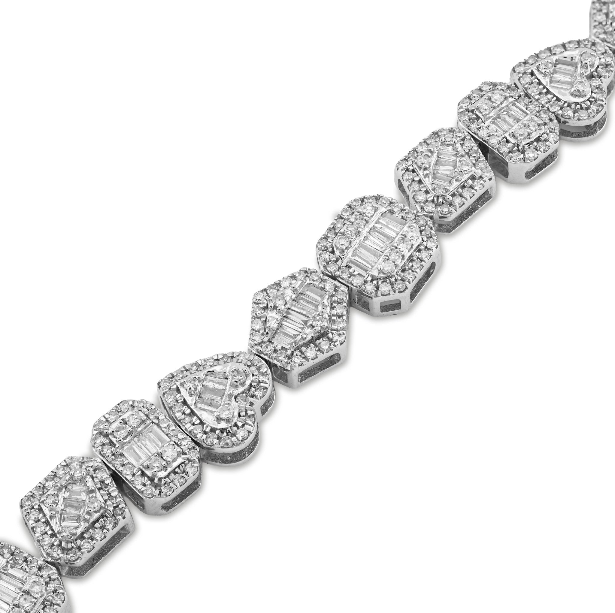 10K White Gold 2.33 CT Natural Diamond Designer Bracelet 7" Men Women 7.5MM 15.4g - Elite Jewelers - Bracelets