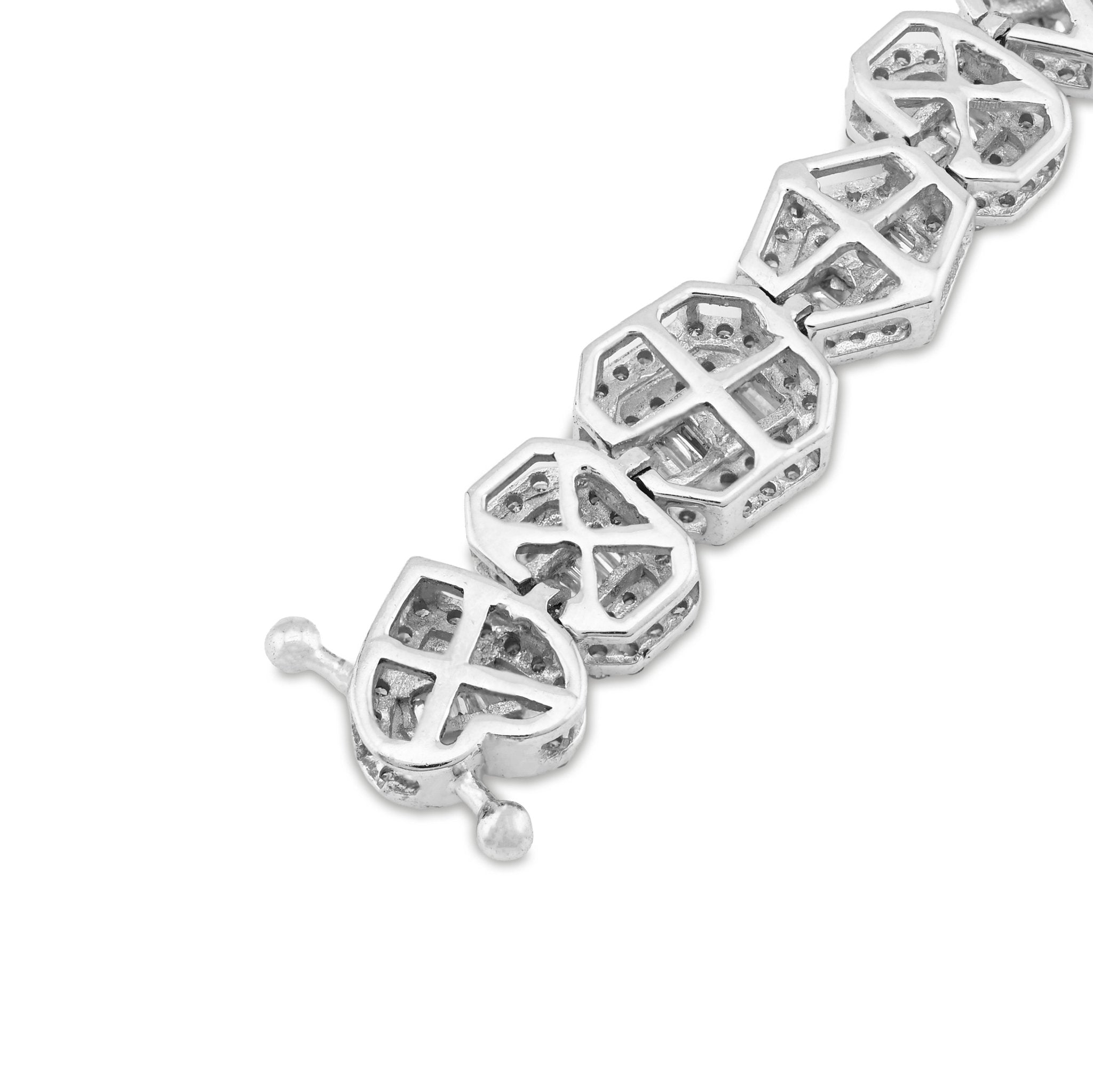 10K White Gold 2.33 CT Natural Diamond Designer Bracelet 7" Men Women 7.5MM 15.4g - Elite Jewelers - Bracelets