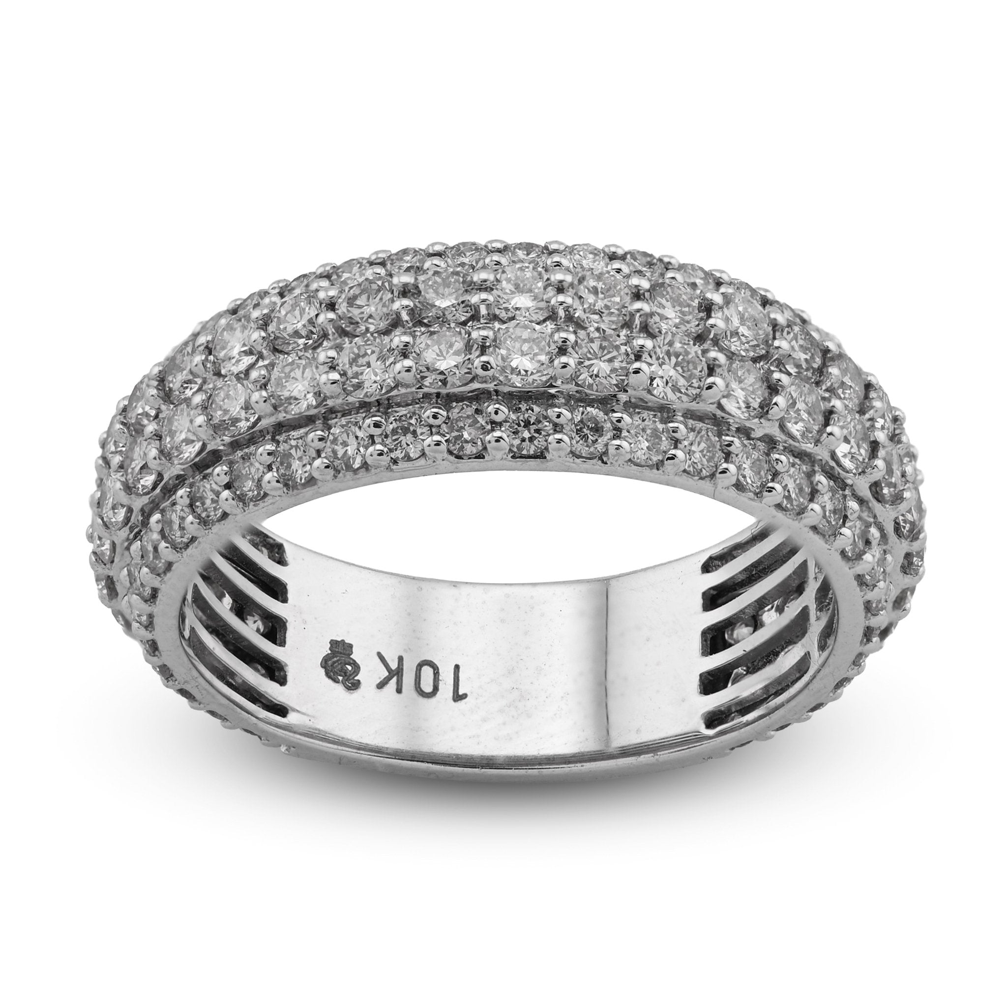 10K White Gold 2.65CT 4 Row Natural Diamond Men Ring Band - Elite Jewelers - Rings