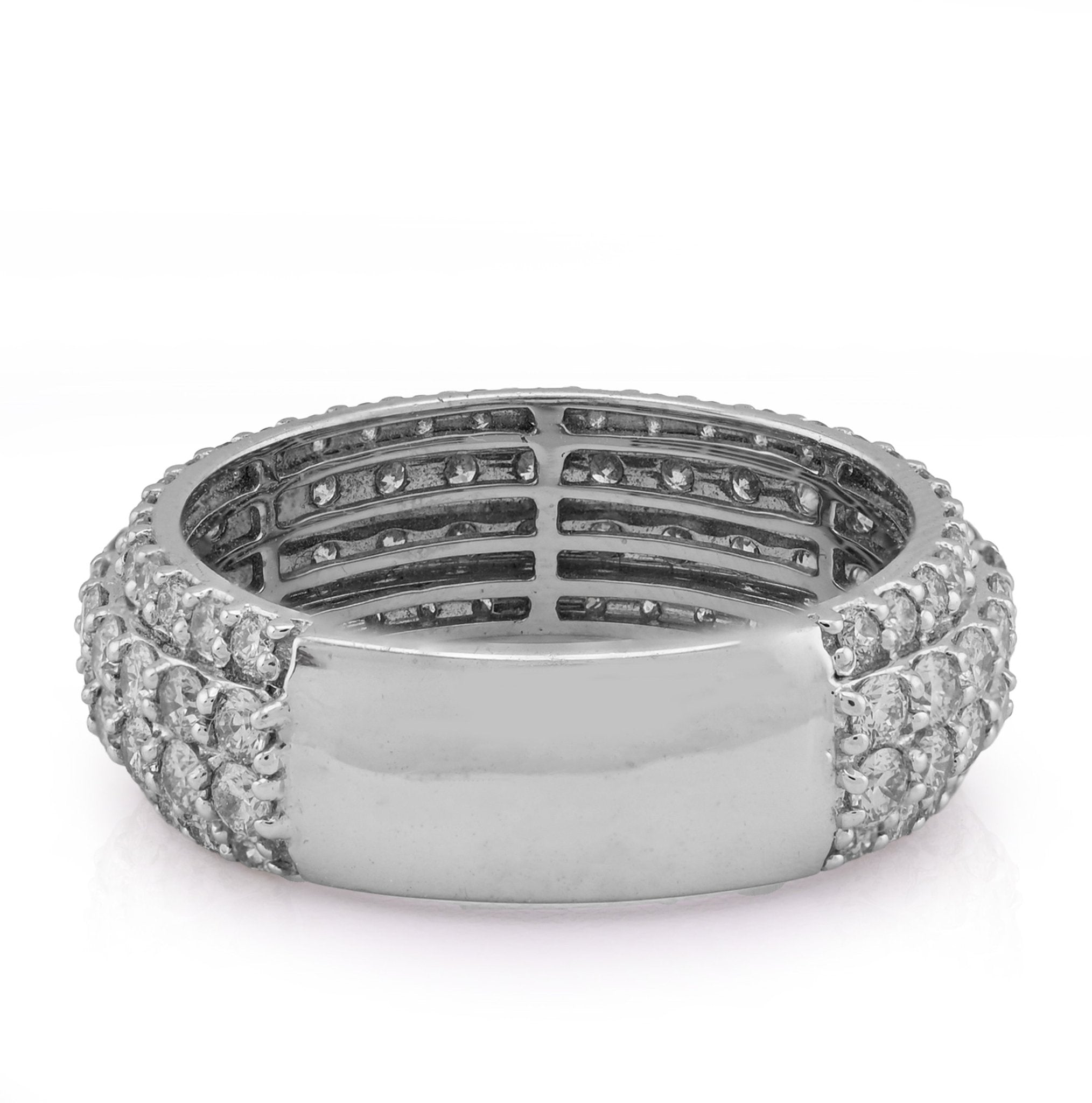 10K White Gold 2.65CT 4 Row Natural Diamond Men Ring Band - Elite Jewelers - Rings