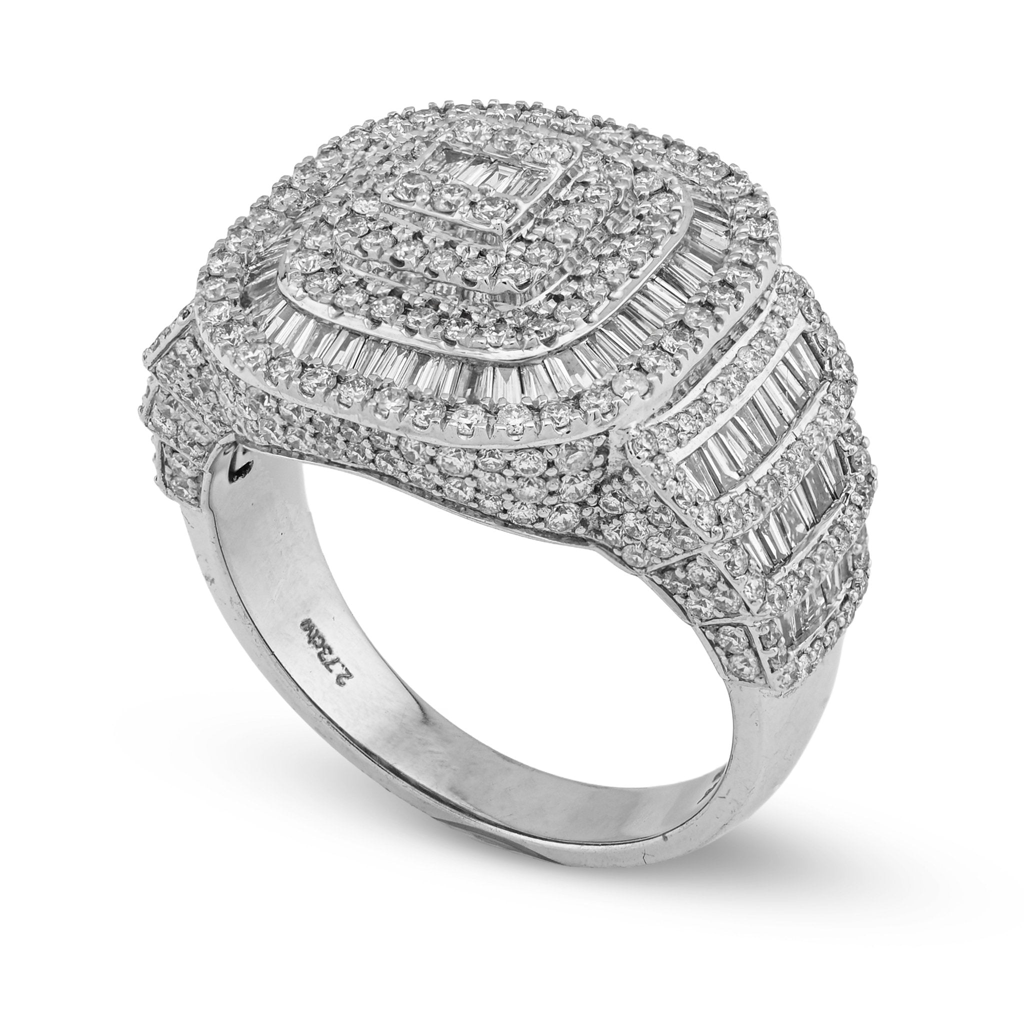 10K White Gold 2.73CT Baguette Natural Diamond Rectangular Men Pinky Ring - Elite Jewelers - Rings