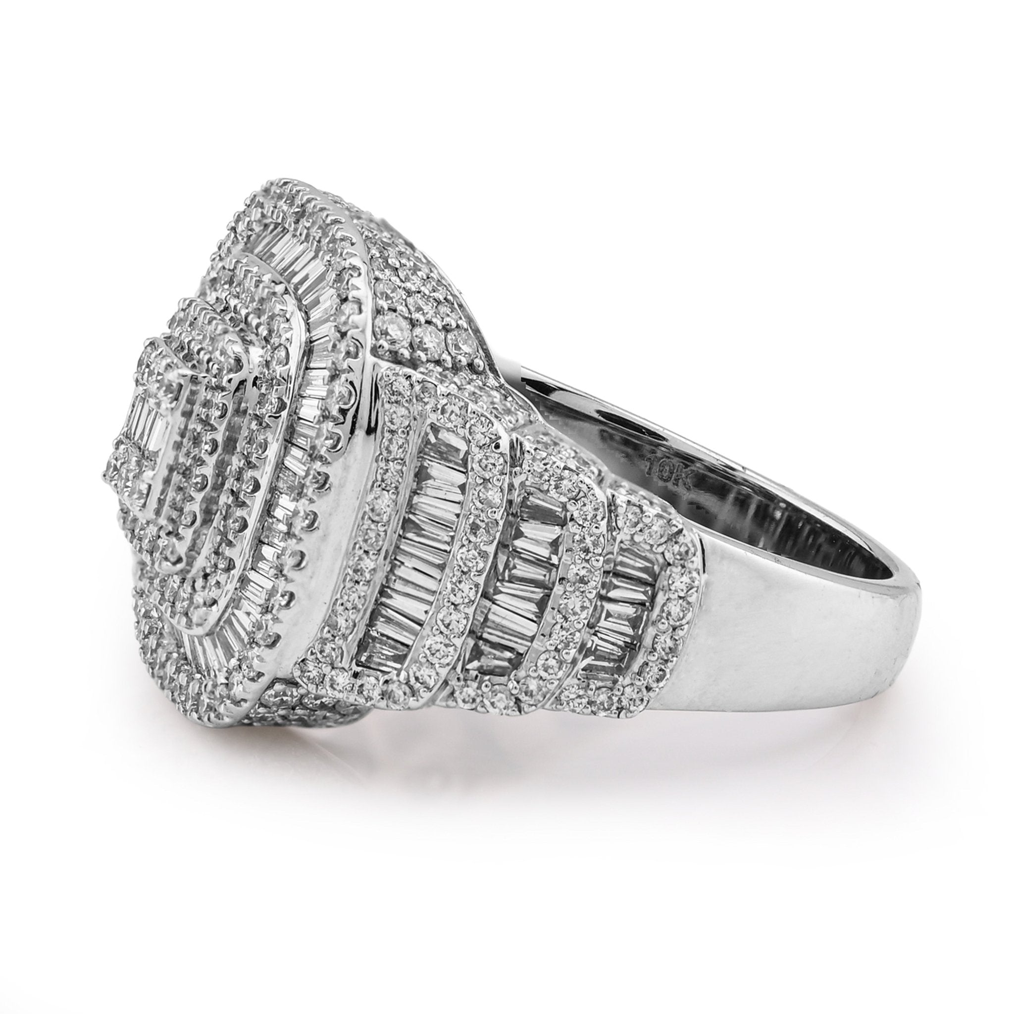 10K White Gold 2.73CT Baguette Natural Diamond Rectangular Men Pinky Ring - Elite Jewelers - Rings