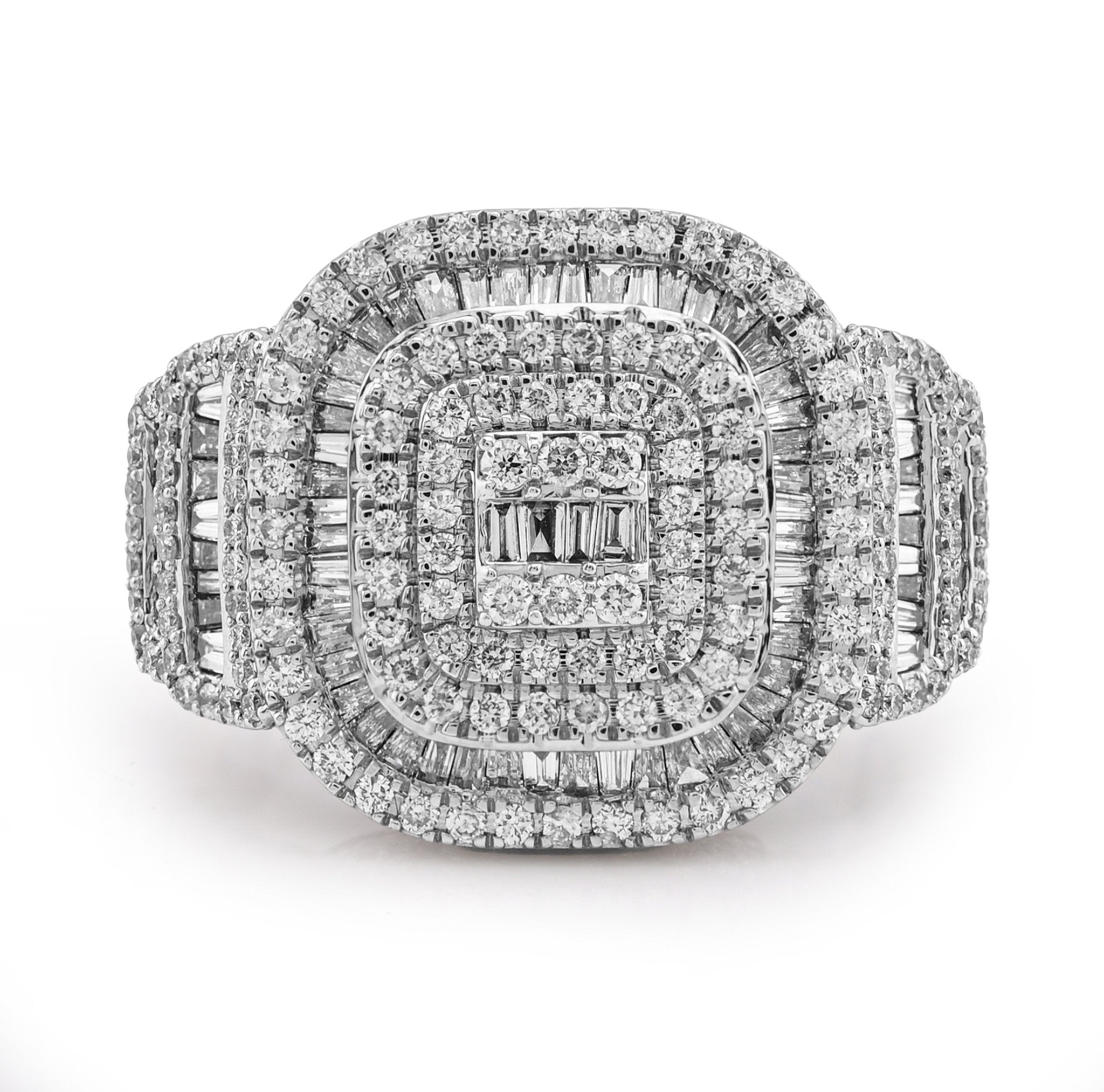 10K White Gold 2.73CT Baguette Natural Diamond Rectangular Men Pinky Ring - Elite Jewelers - Rings