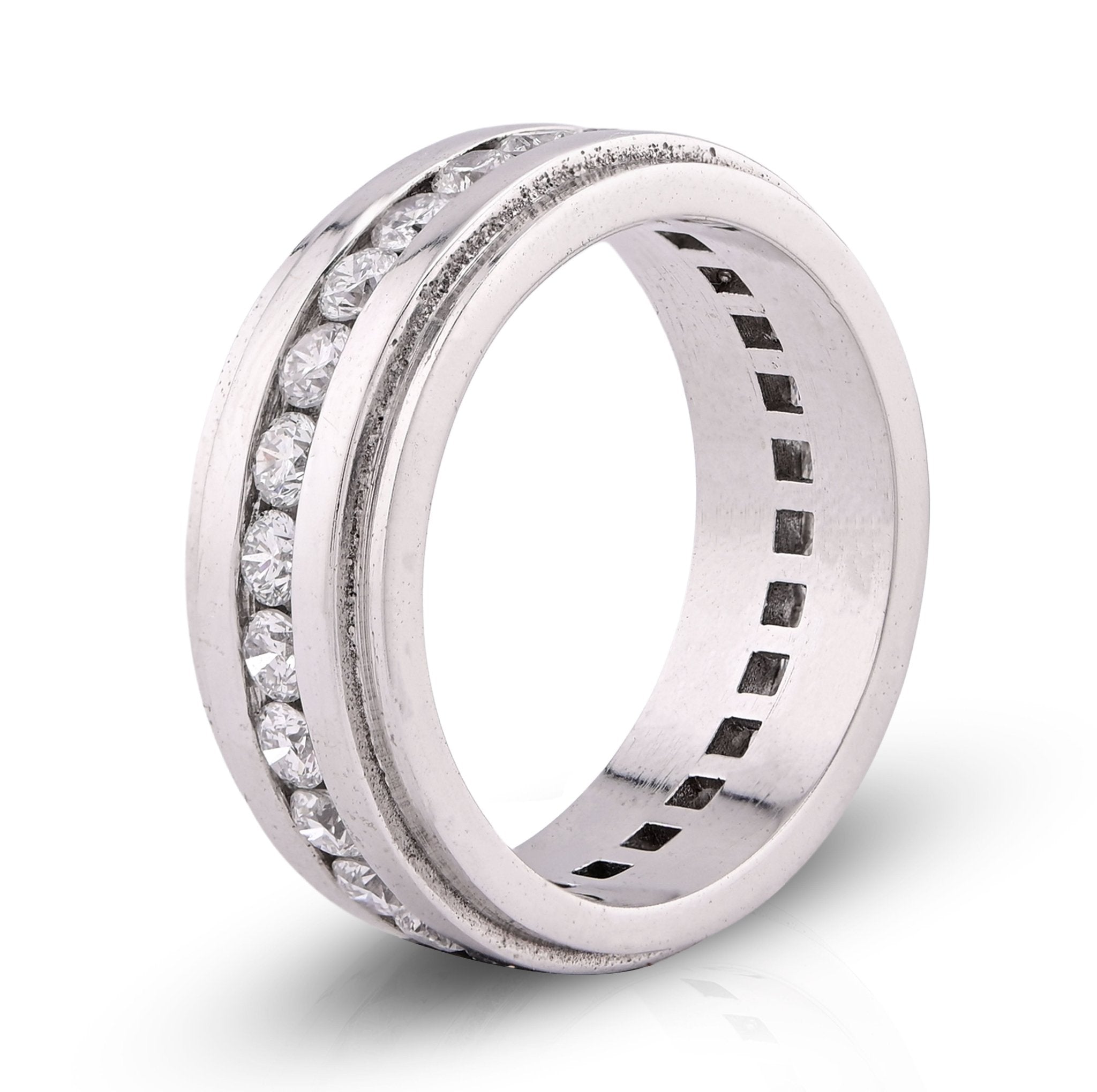 10K White Gold 2CT Centre Row Band Lab Diamond Men Women Ring - Elite Jewelers - Rings