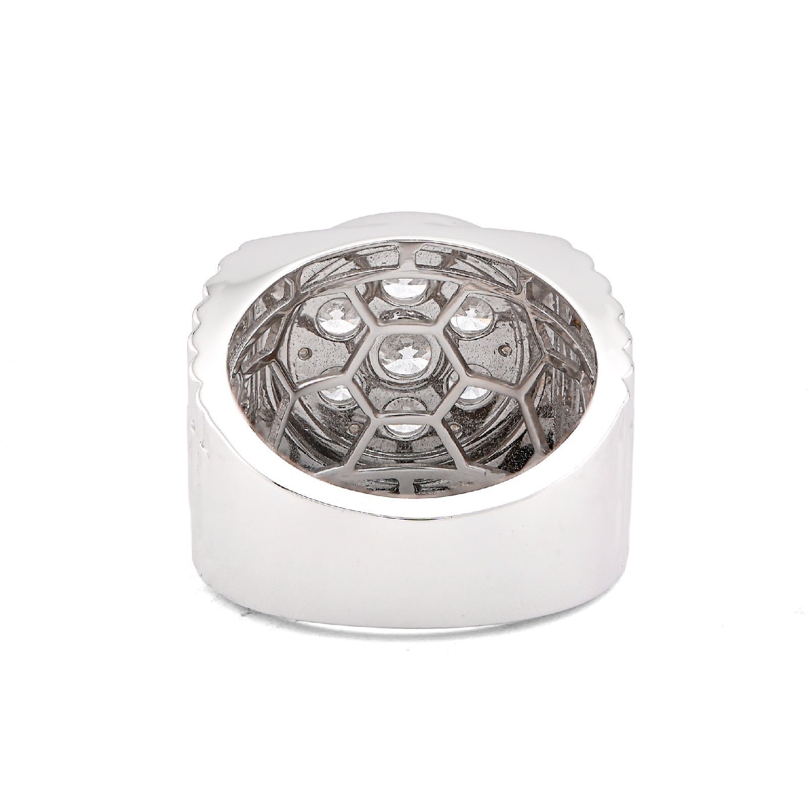 10K White Gold 3.17CT Flower Cluster Centre Halo Men President's Lab Diamond Pinky Ring - Elite Jewelers-Rings
