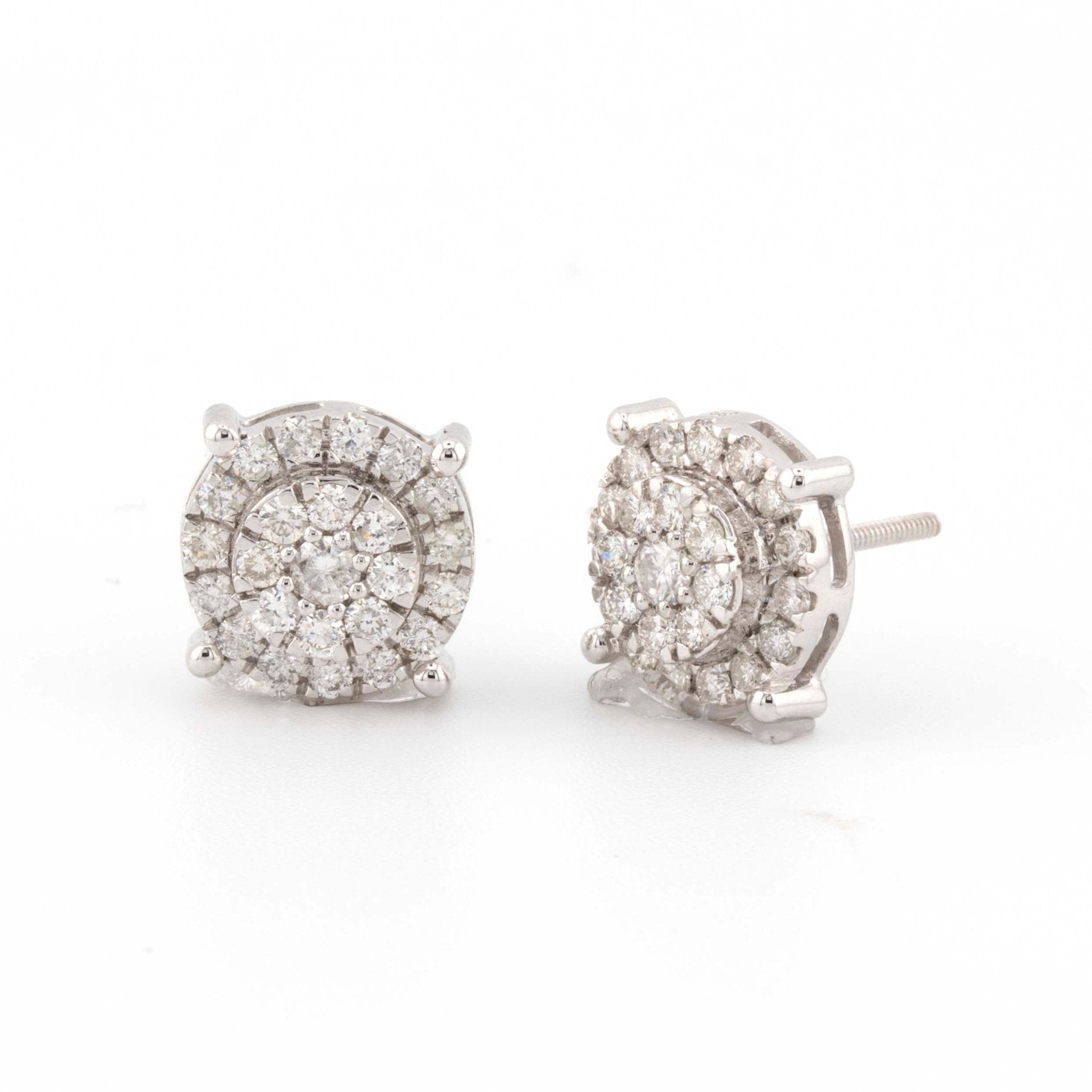 10k White Gold 3D Round Cluster Diamond Earrings (11mm) - Elite Jewelers - Earrings