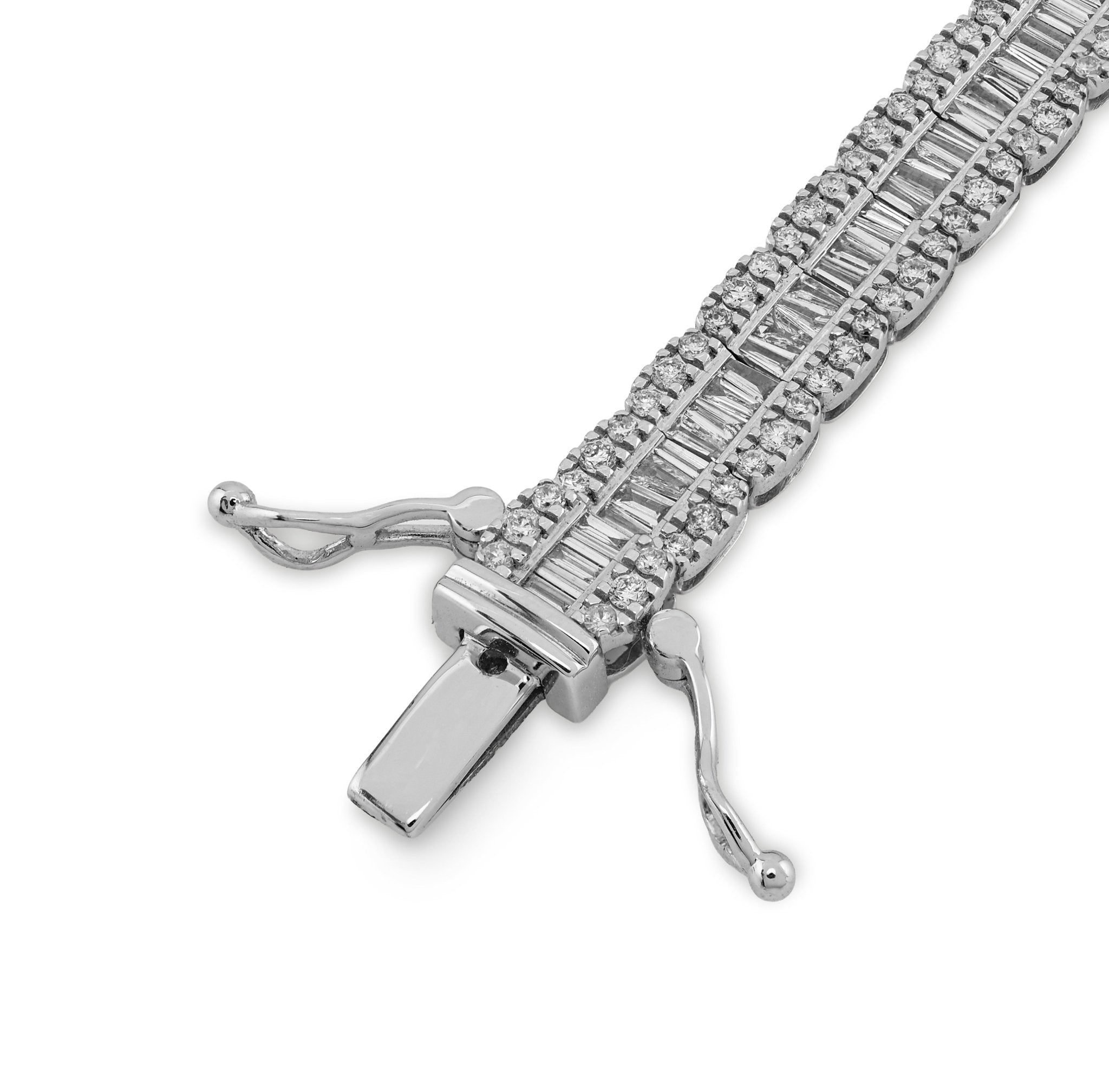10K White Gold 4.76 CT Natural Diamond Round/baguette Single Row 6.5MM 8" Tennis Bracelet Men Women 16g - Elite Jewelers - Bracelets